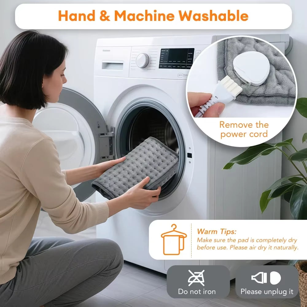 Experience Ultimate Comfort with Our 30x60 cm Electric Heating Pad for Back, Neck & Shoulders - Washable, Winter-Ready with 9 Temperature Settings and 4 Timer Options!