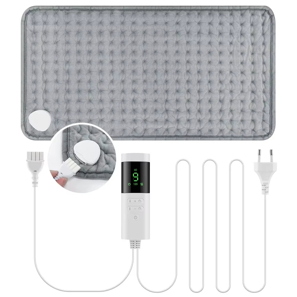 Experience Ultimate Comfort with Our 30x60 cm Electric Heating Pad for Back, Neck & Shoulders - Washable, Winter-Ready with 9 Temperature Settings and 4 Timer Options!