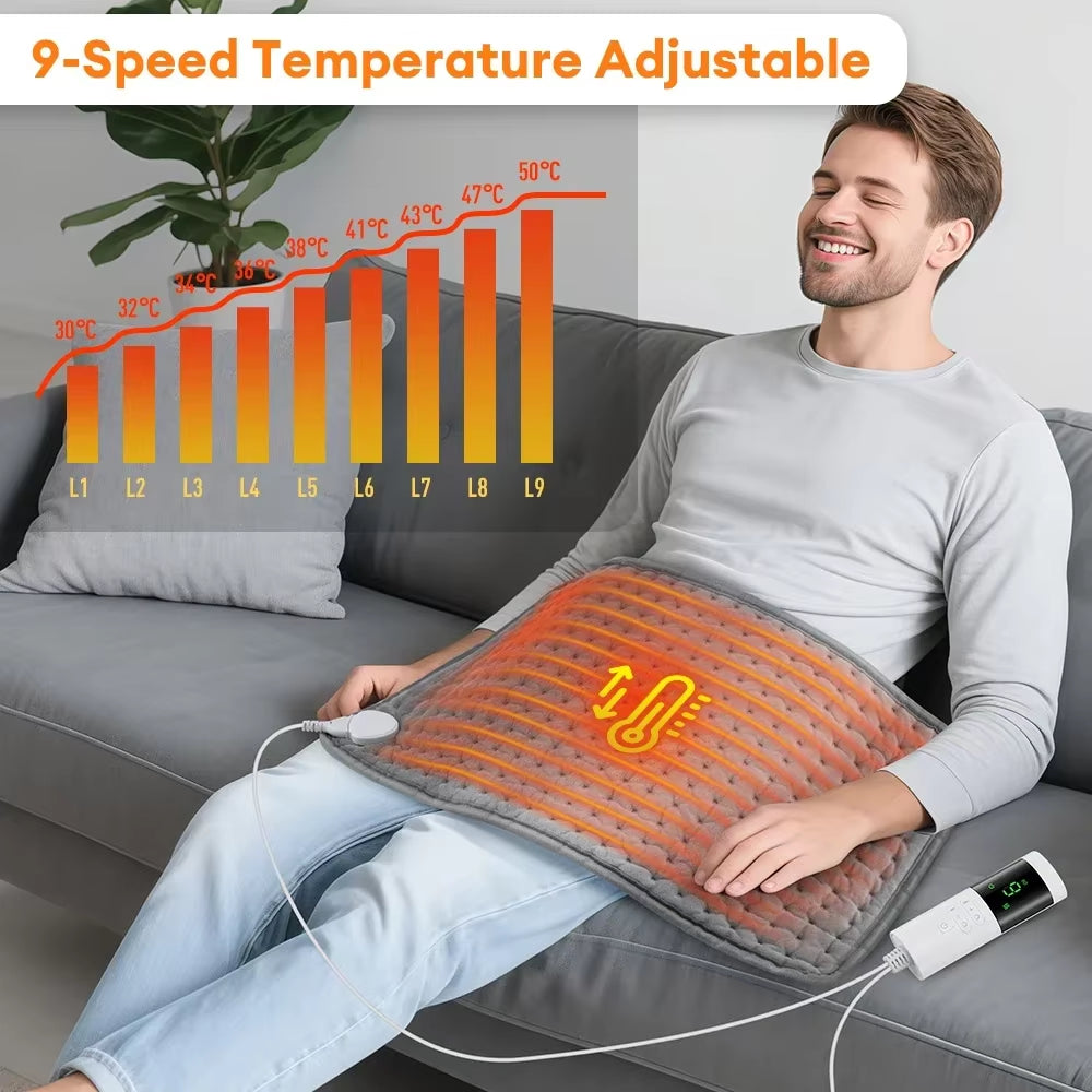 Experience Ultimate Comfort with Our 30x60 cm Electric Heating Pad for Back, Neck & Shoulders - Washable, Winter-Ready with 9 Temperature Settings and 4 Timer Options!