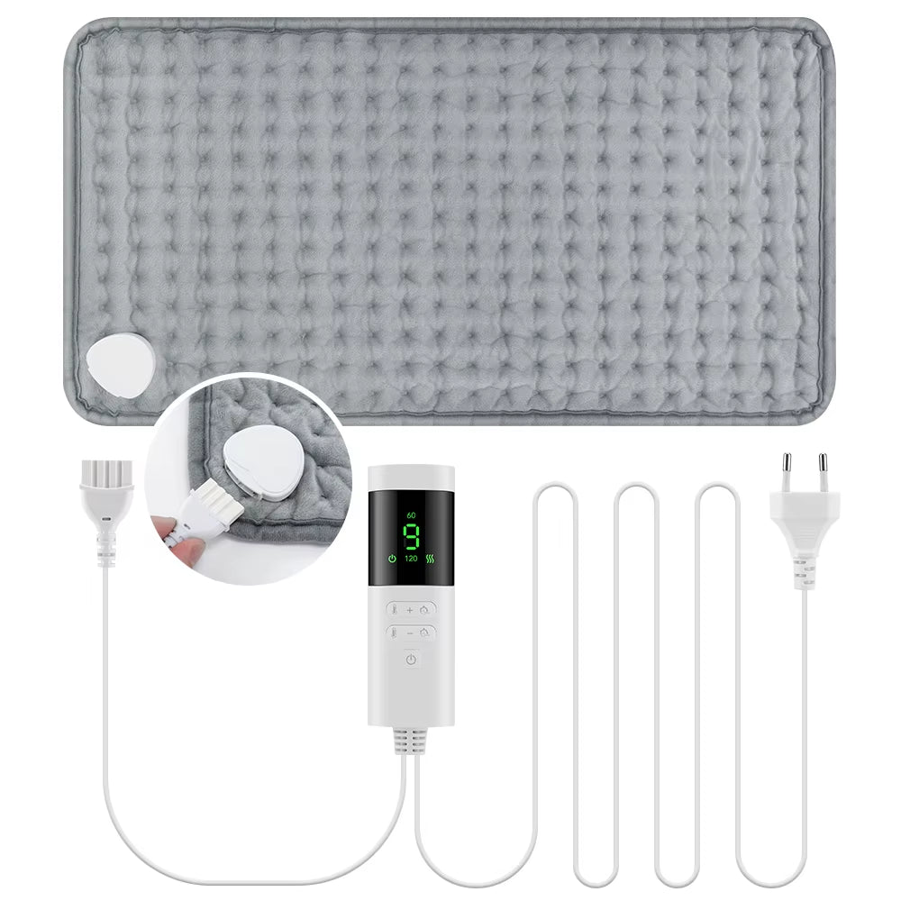Experience Ultimate Comfort with Our 30x60 cm Electric Heating Pad for Back, Neck & Shoulders - Washable, Winter-Ready with 9 Temperature Settings and 4 Timer Options!