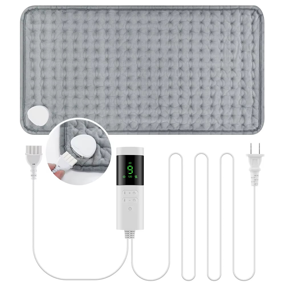 Experience Ultimate Comfort with Our 30x60 cm Electric Heating Pad for Back, Neck & Shoulders - Washable, Winter-Ready with 9 Temperature Settings and 4 Timer Options!